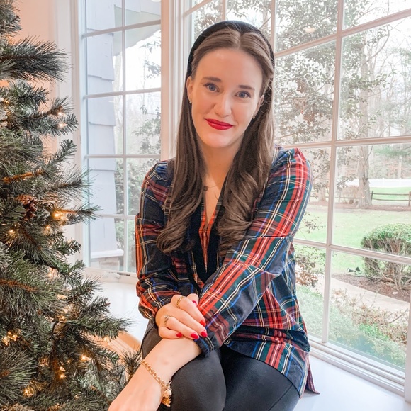 J Crew Velvet-trimmed V-neck Stewart Tartan Tunic Holiday Christmas XXS - Picture 2 of 5